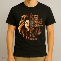 Christian Bible Verse Joshua 1:9 Lion Inspirational Religious Faith Jesus God T-Shirt thumb 3