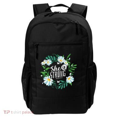 Christian Bible Verse She Is Strong Proverbs 3125 Flower Backpack