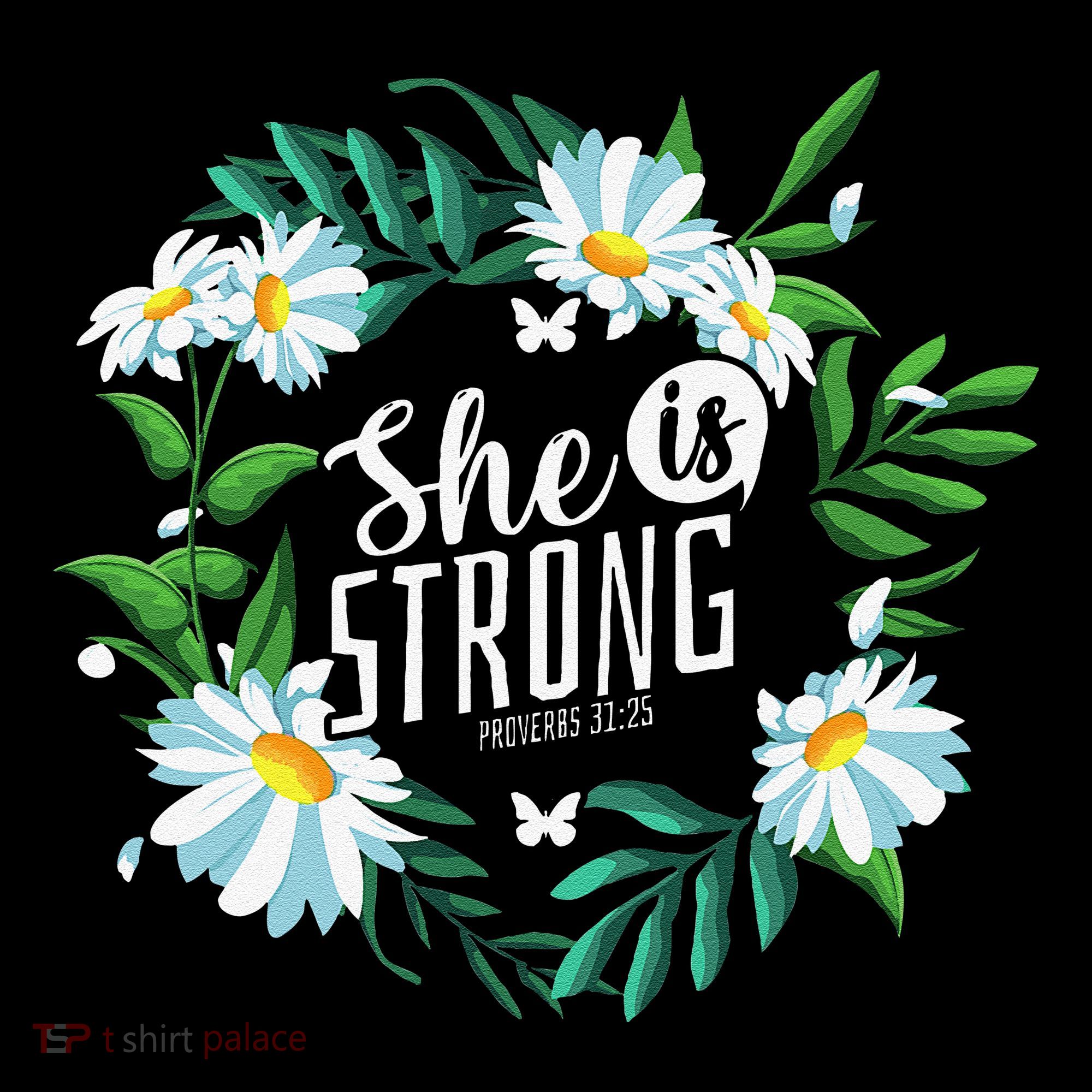 Christian Bible Verse She Is Strong Proverbs 3125 Flower Coffee Mug