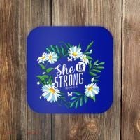 Christian Bible Verse She Is Strong Proverbs 3125 Flower Coaster thumb 0