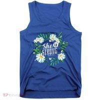 Christian Bible Verse She Is Strong Proverbs 3125 Flower Tank Top thumb 0