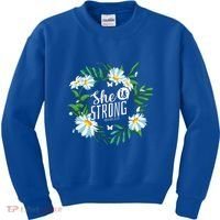 Christian Bible Verse She Is Strong Proverbs 3125 Flower Kids Sweatshirt thumb 0