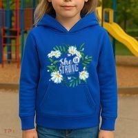 Christian Bible Verse She Is Strong Proverbs 3125 Flower Kids Hoodie thumb 3