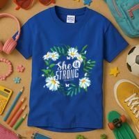 Christian Bible Verse She Is Strong Proverbs 3125 Flower Kids T-Shirt thumb 3