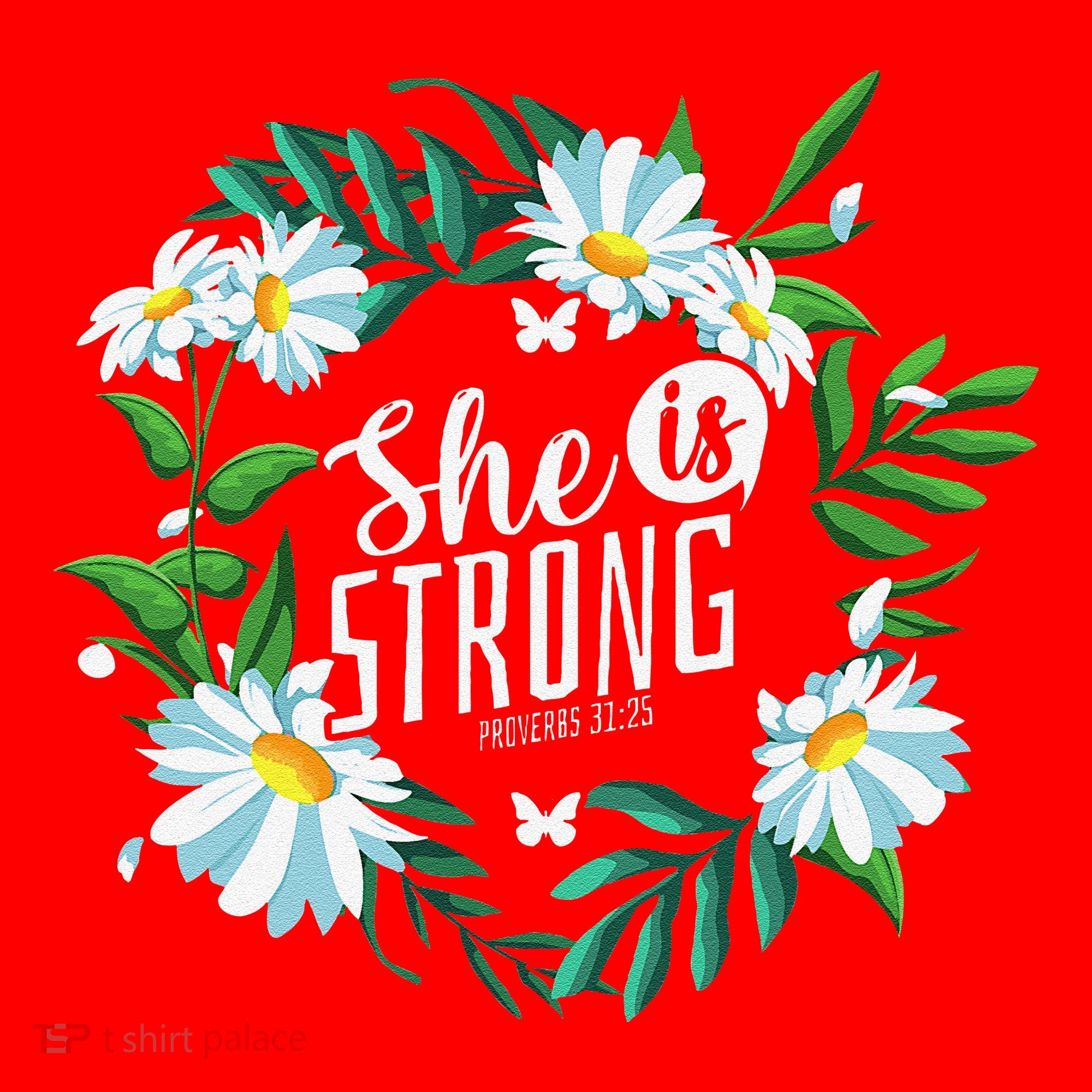 Christian Bible Verse She Is Strong Proverbs 3125 Flower Santa Hat