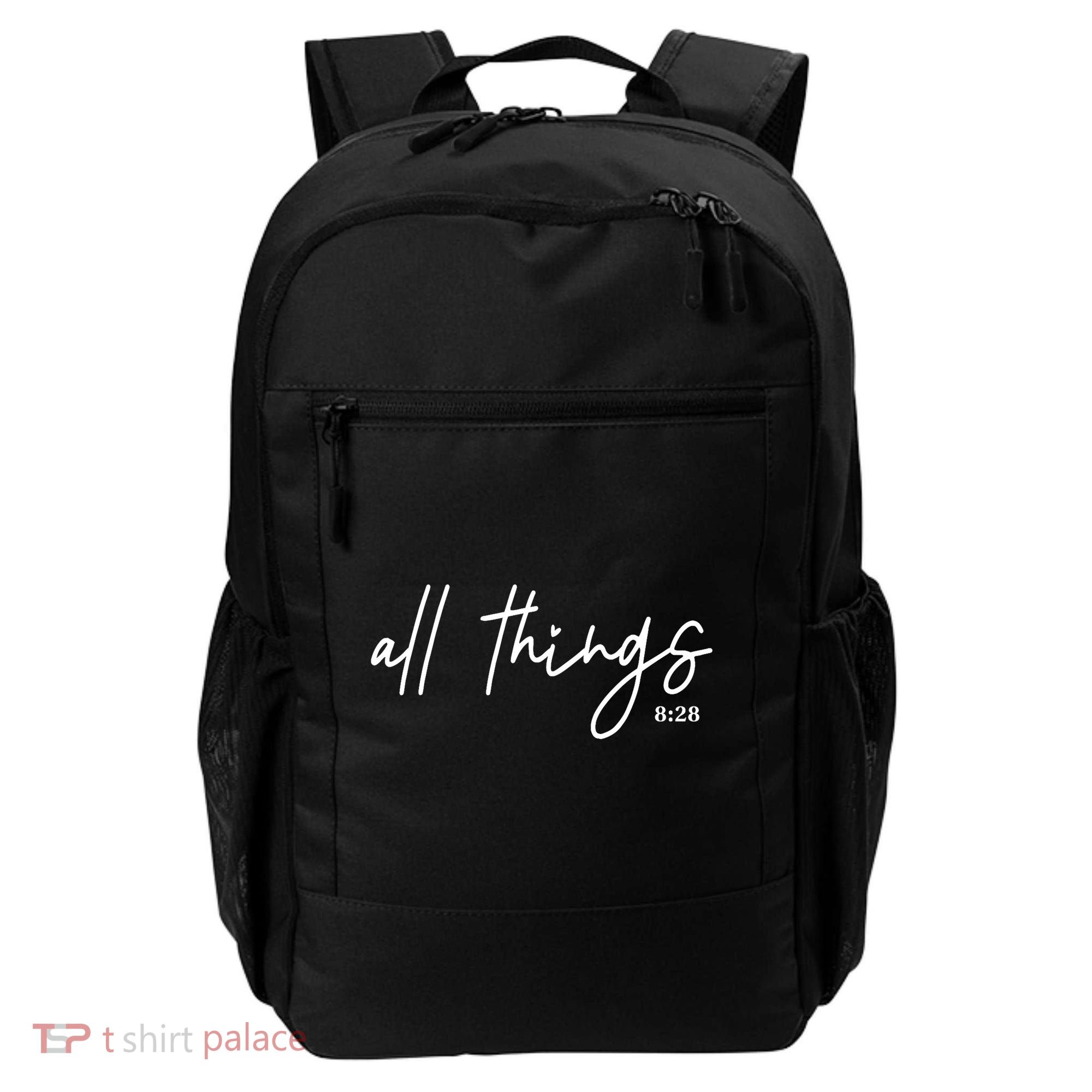 Christian Bible Verse Romans All Things Faith Religious Backpack