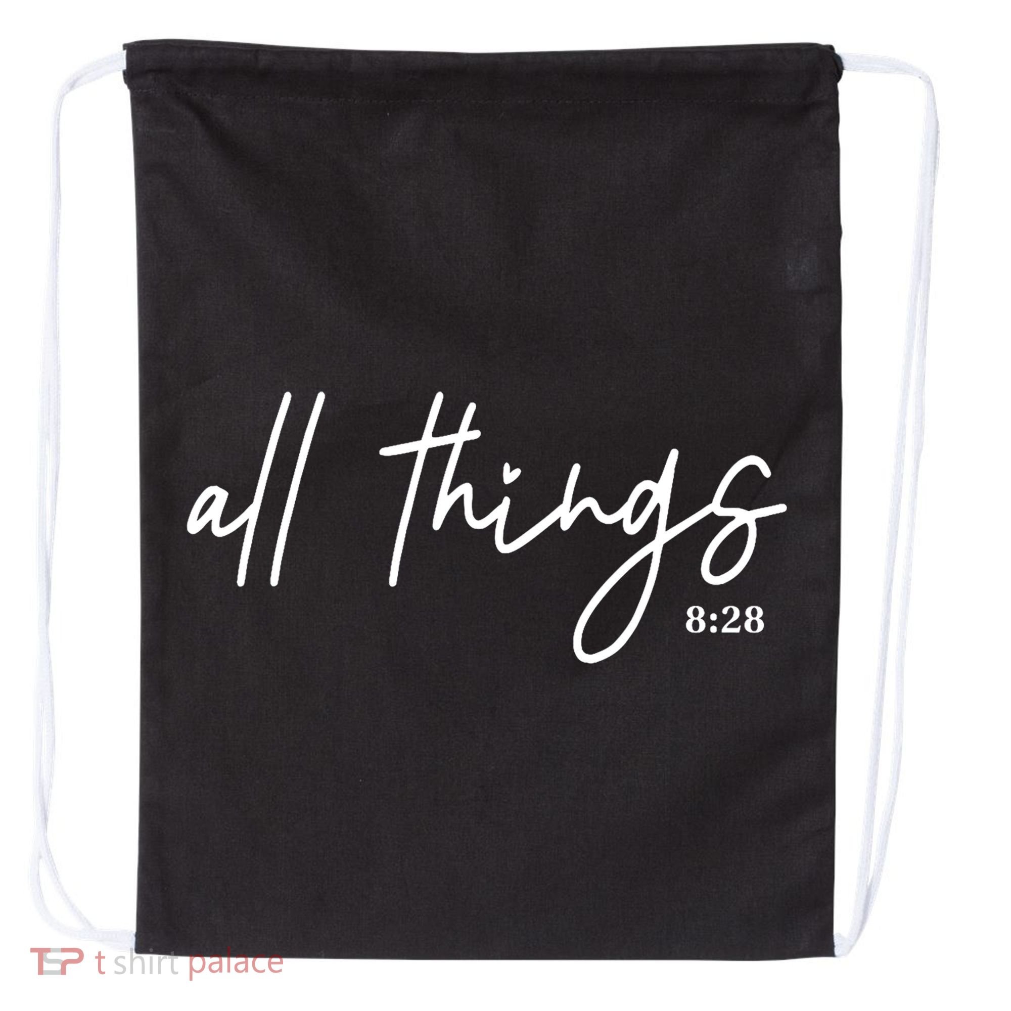 Christian Bible Verse Romans All Things Faith Religious Drawstring Bag