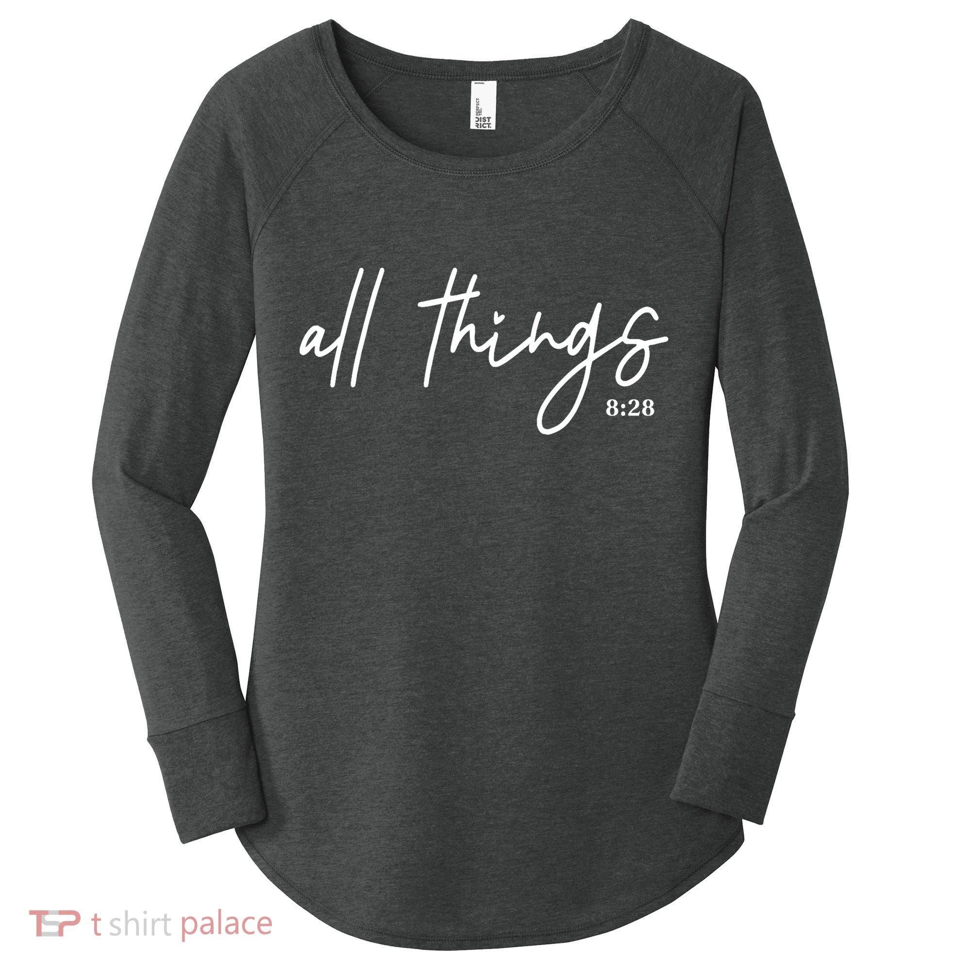 Christian Bible Verse Romans All Things Faith Religious Women's Perfect Tri Tunic Long Sleeve Shirt