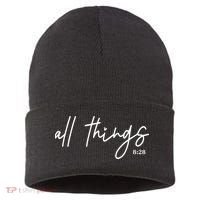 Christian Bible Verse Romans All Things Faith Religious Sustainable Knit Beanie thumb 0