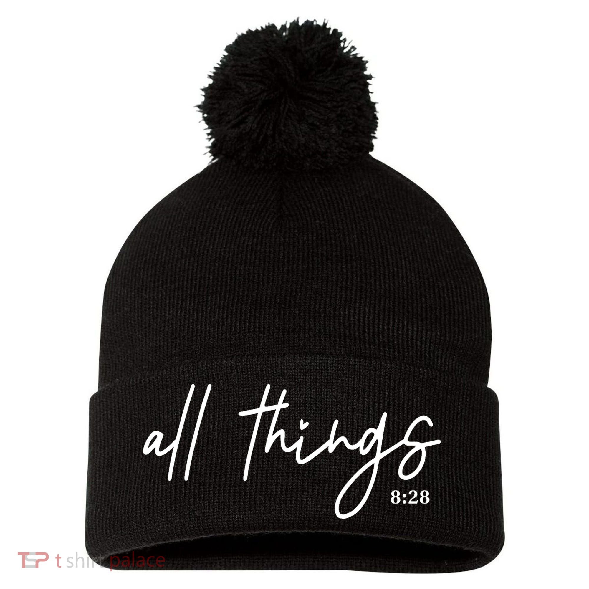 Christian Bible Verse Romans All Things Faith Religious Pom Pom 12in Knit Beanie