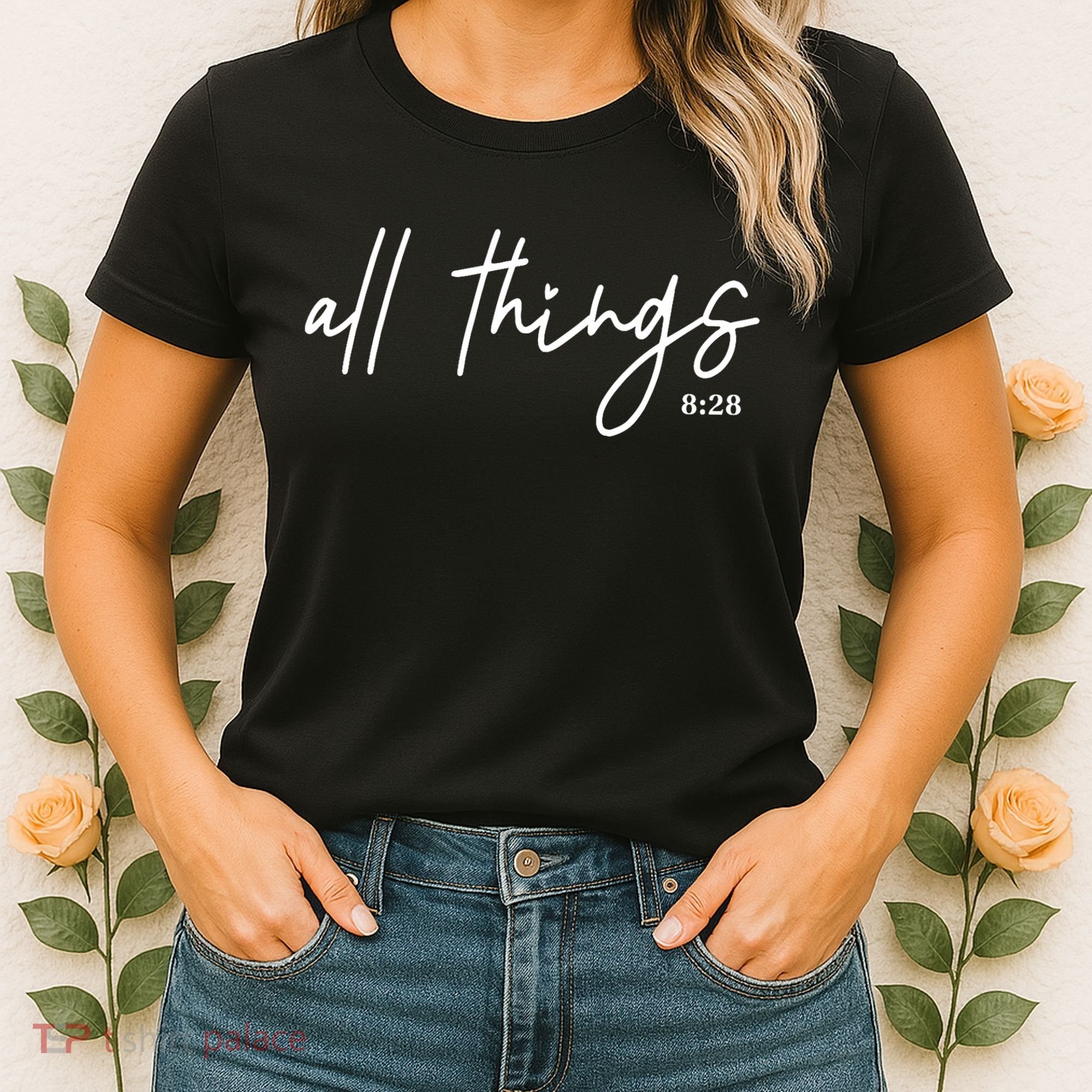 Christian Bible Verse Romans All Things Faith Religious Women's T-Shirt