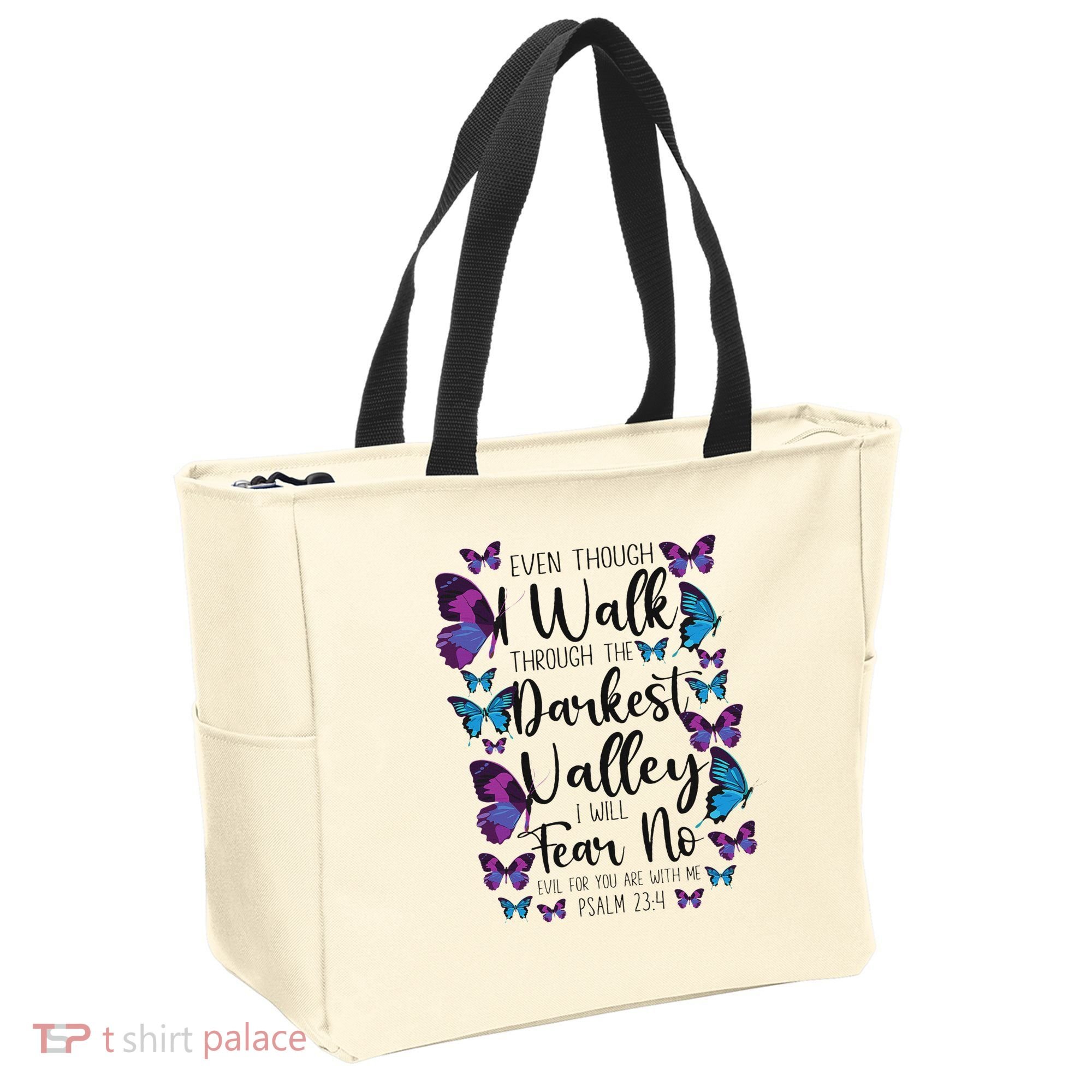 Christian Bible Verse Quote Butterfly Psalm 234 Tote Bag