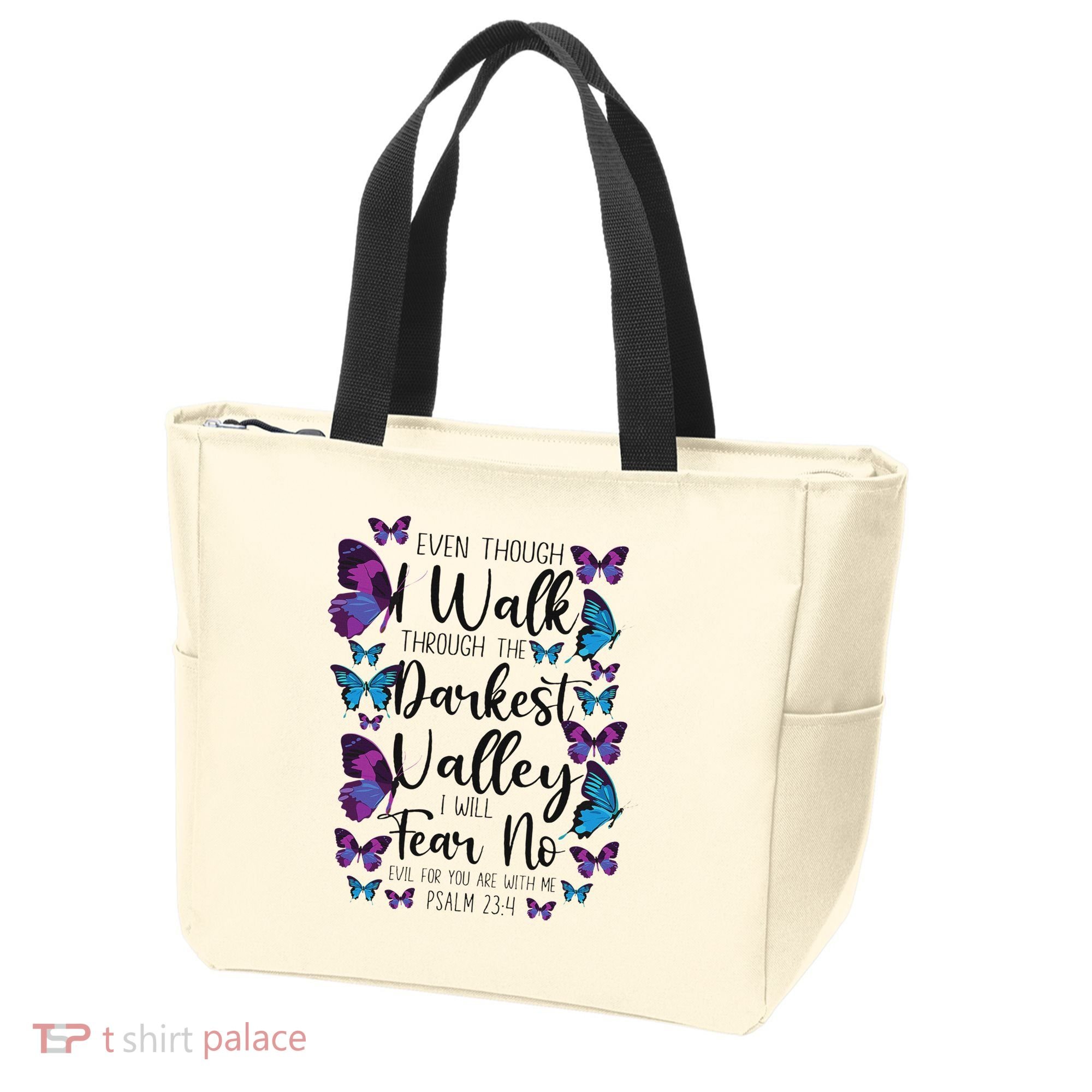 Christian Bible Verse Quote Butterfly Psalm 234 Tote Bag