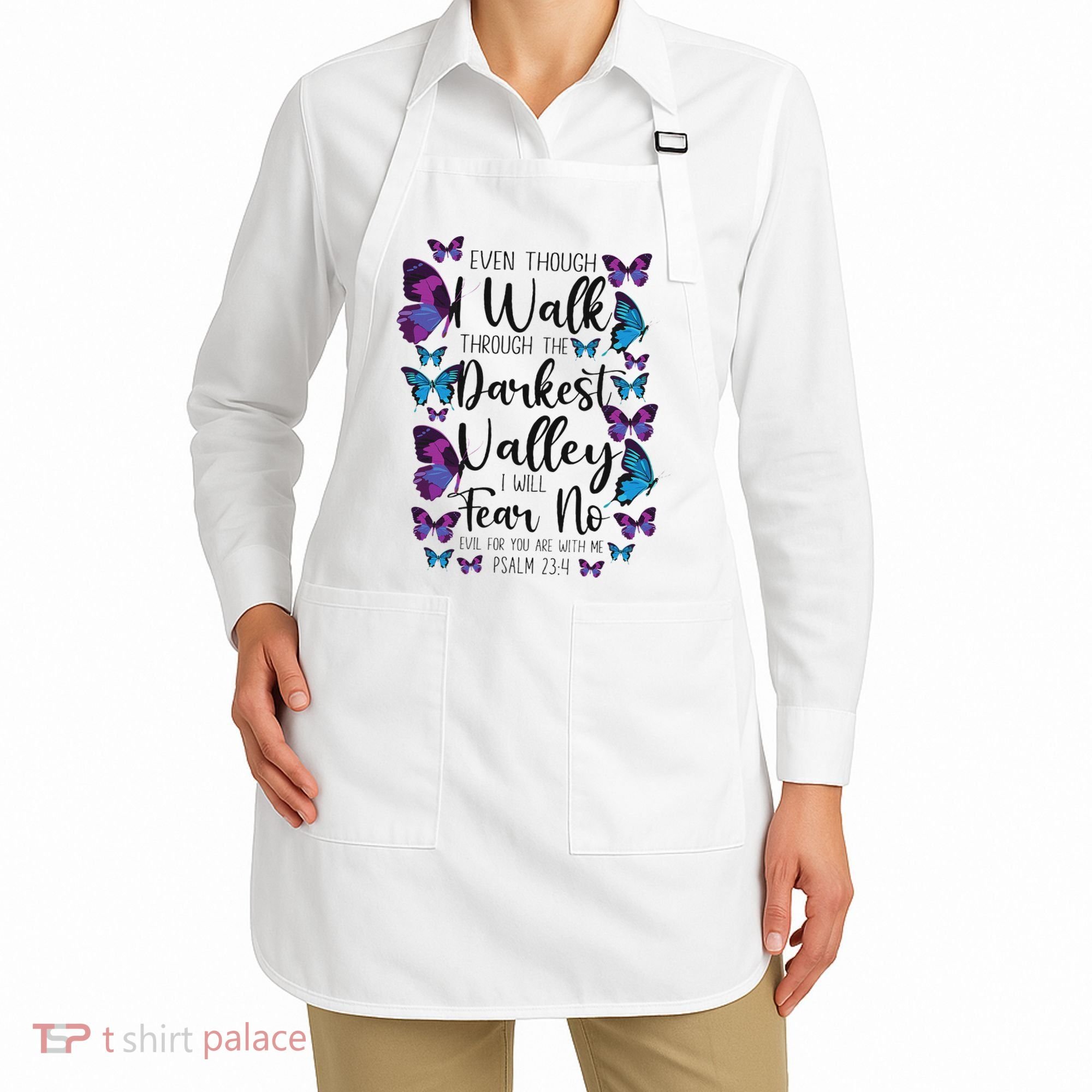 Christian Bible Verse Quote Butterfly Psalm 234 Apron