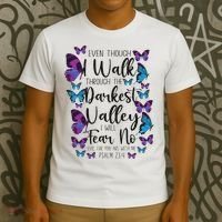 Christian Bible Verse Quote Butterfly Psalm 234 T-Shirt thumb 3