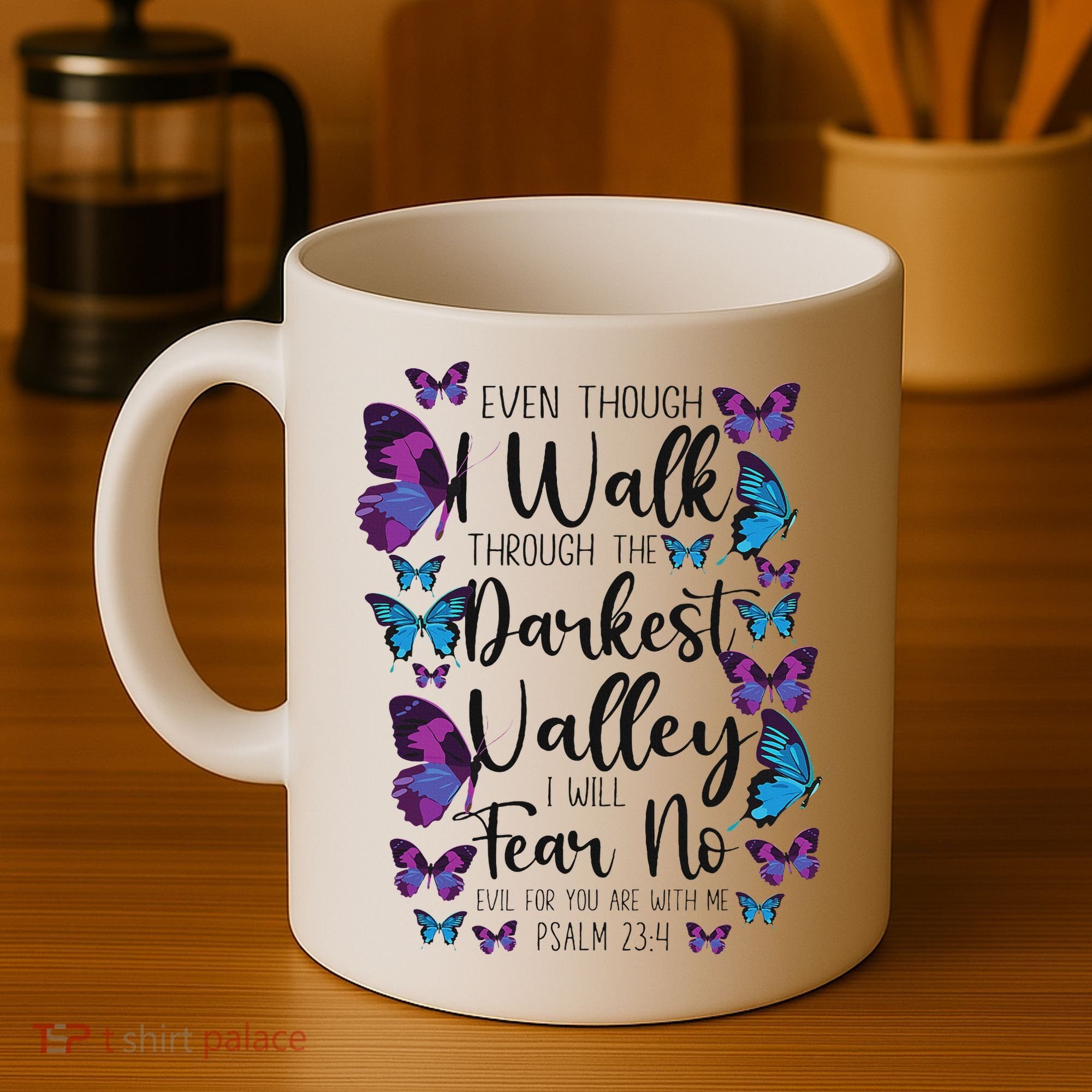 Christian Bible Verse Quote Butterfly Psalm 234 Coffee Mug