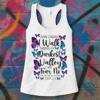 Christian Bible Verse Quote Butterfly Psalm 234 Women's Tank Top thumb 3