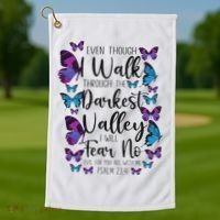 Christian Bible Verse Quote Butterfly Psalm 234 Golf Towel thumb 1