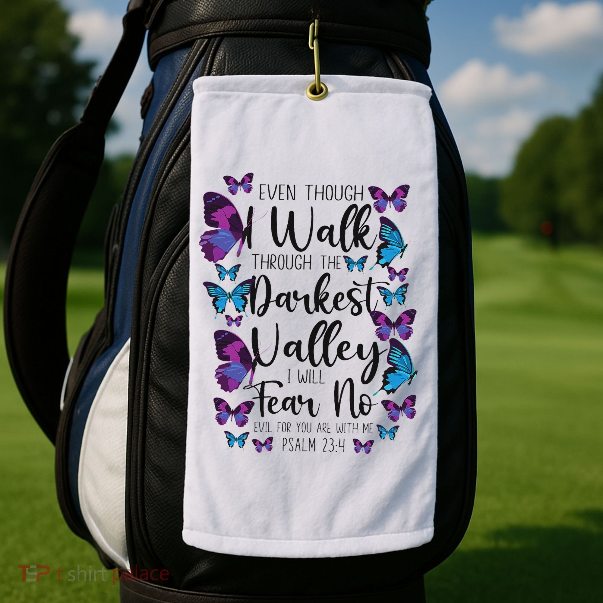 Christian Bible Verse Quote Butterfly Psalm 234 Golf Towel