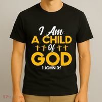 Christian Bible Verse John 31 Child Of God Cross T-Shirt thumb 3