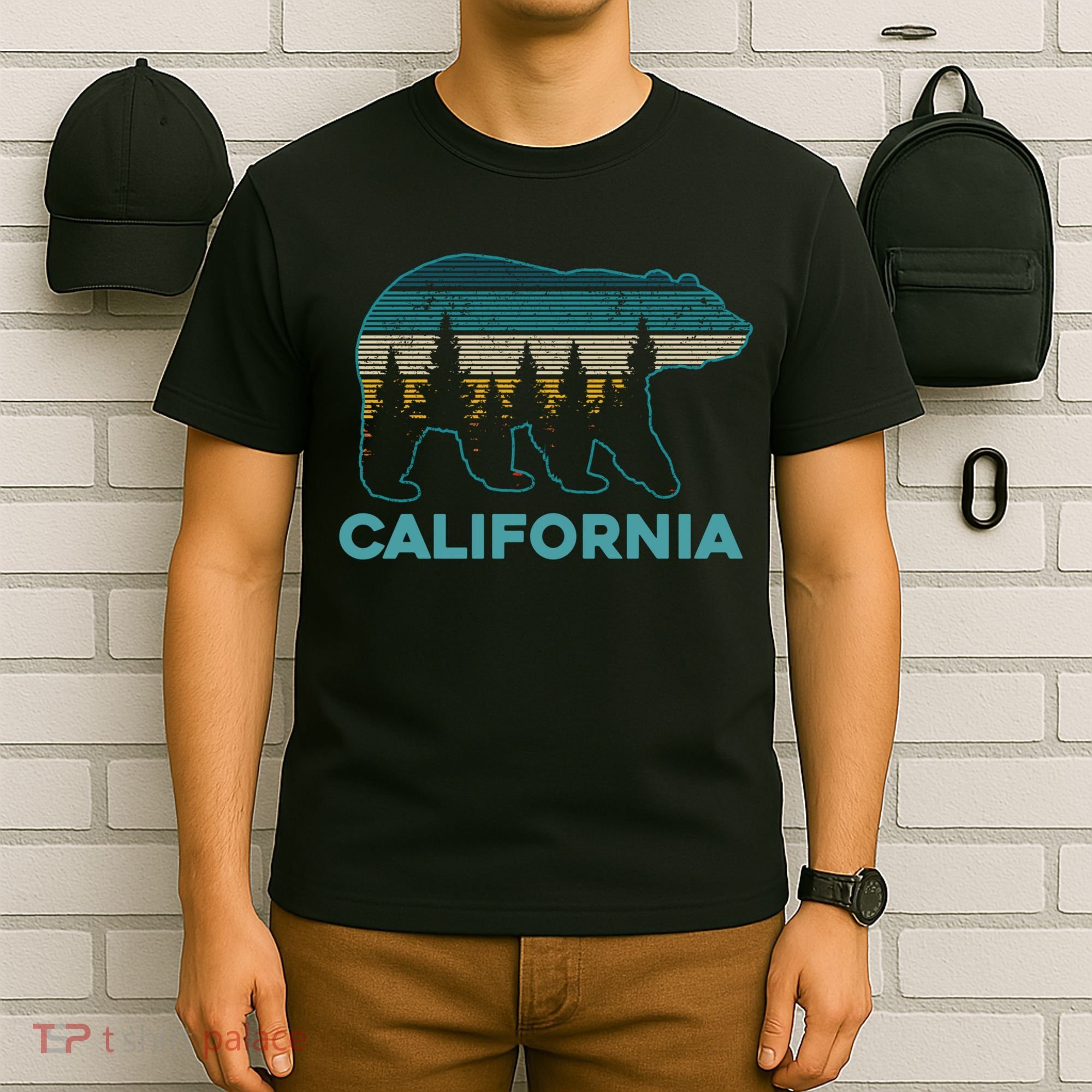 California Bear Vintage Retro Nature Hiking Souvenir Gift T-Shirt