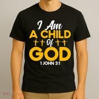 Christian Bible Verse John 31 Child Of God Cross T-Shirt thumb 3