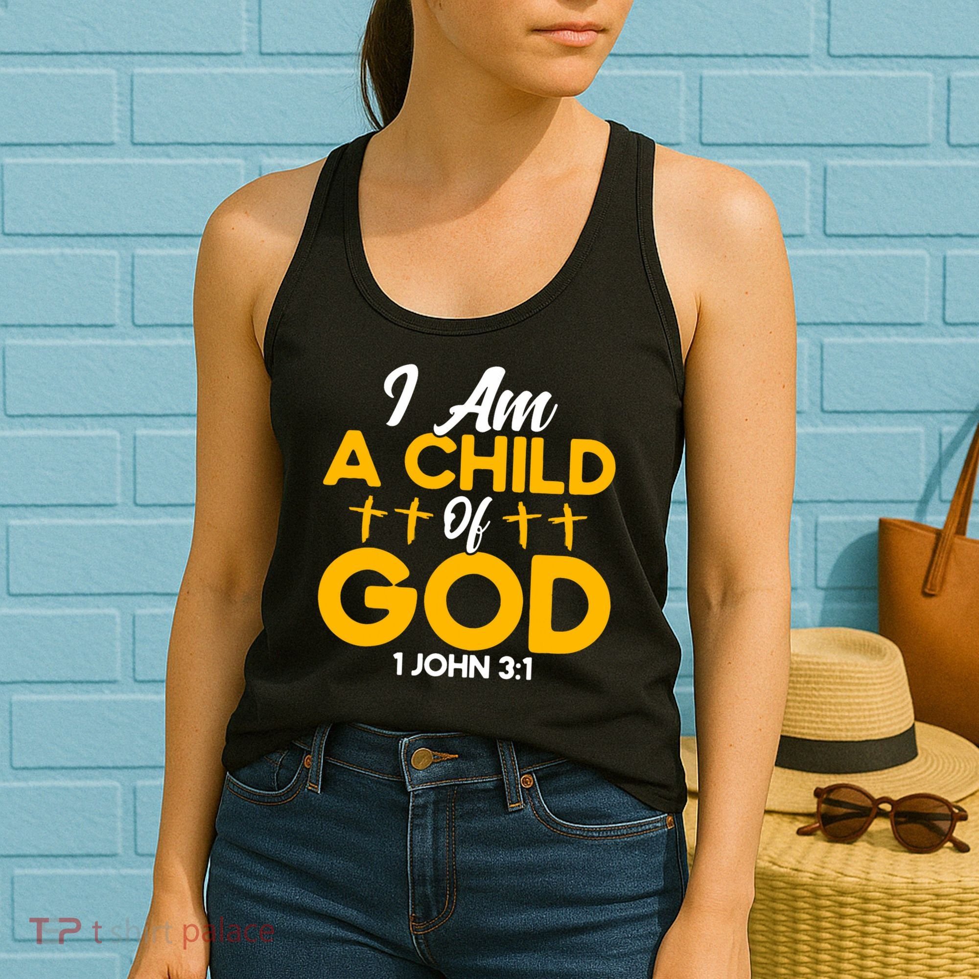 Christian Bible Verse John 31 Child Of God Cross Women's Tank Top