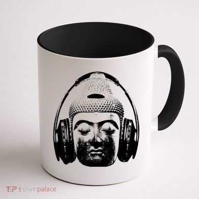 Chilling Buddha With Headphones Music Dj Great Gift Coffee Mug back