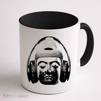 Chilling Buddha With Headphones Music Dj Great Gift Coffee Mug thumb 1