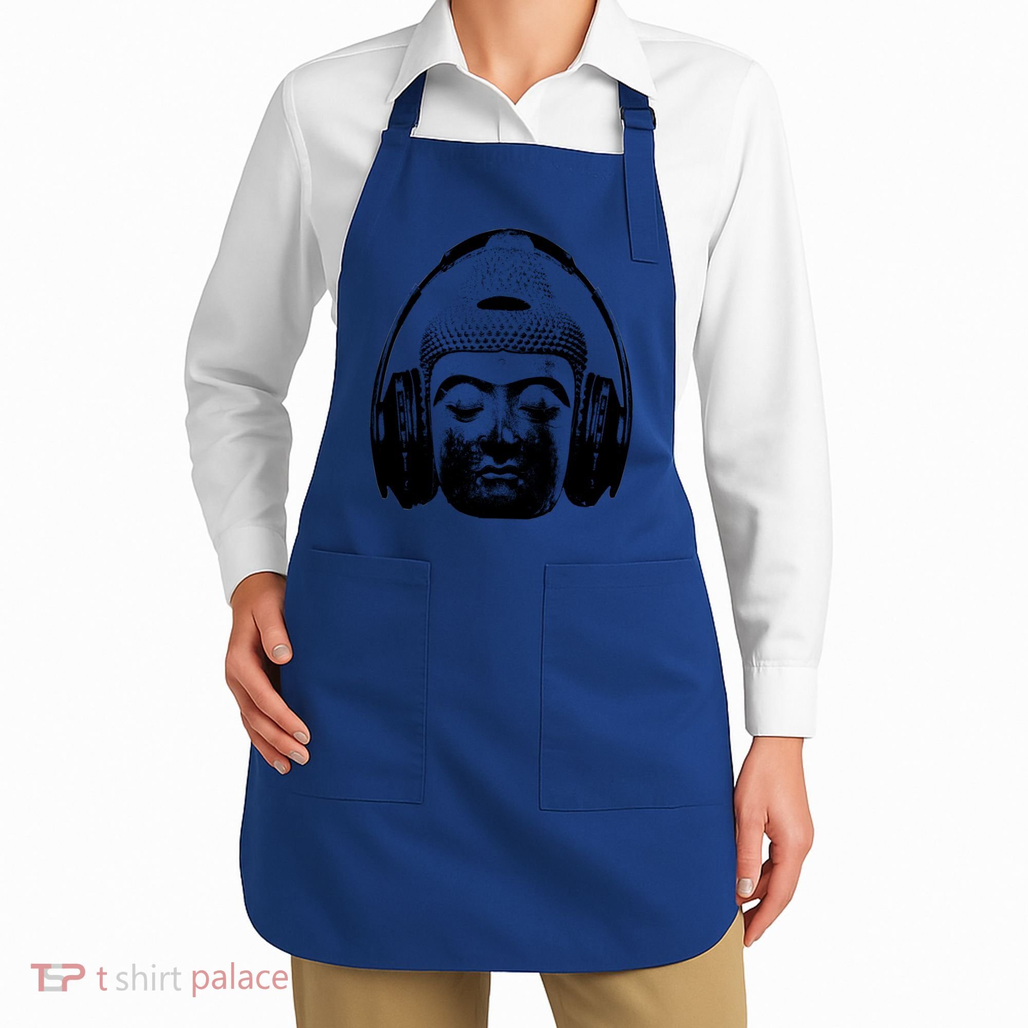 Chilling Buddha With Headphones Music Dj Great Gift Apron