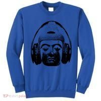 Chilling Buddha With Headphones Music Dj Great Gift Sweatshirt thumb 0