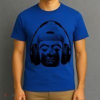 Chilling Buddha With Headphones Music Dj Great Gift T-Shirt thumb 3