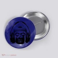 Chilling Buddha With Headphones Music Dj Great Gift Button thumb 0