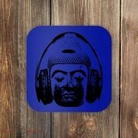 Chilling Buddha With Headphones Music Dj Great Gift Coaster thumb 0