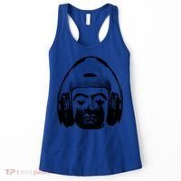 Chilling Buddha With Headphones Music Dj Great Gift Women's Tank Top thumb 0