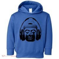 Chilling Buddha With Headphones Music Dj Great Gift Toddler Hoodie thumb 0
