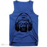 Chilling Buddha With Headphones Music Dj Great Gift Tank Top thumb 0