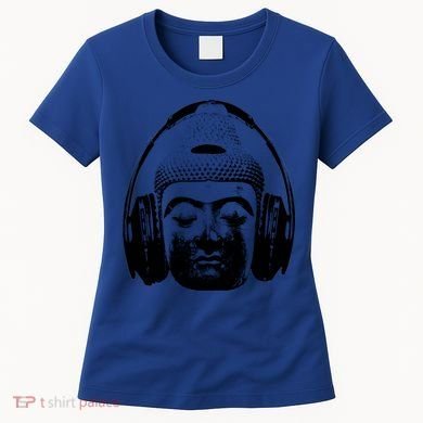 Chilling Buddha With Headphones Music Dj Great Gift Women's T-Shirt