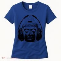Chilling Buddha With Headphones Music Dj Great Gift Women's T-Shirt thumb 0