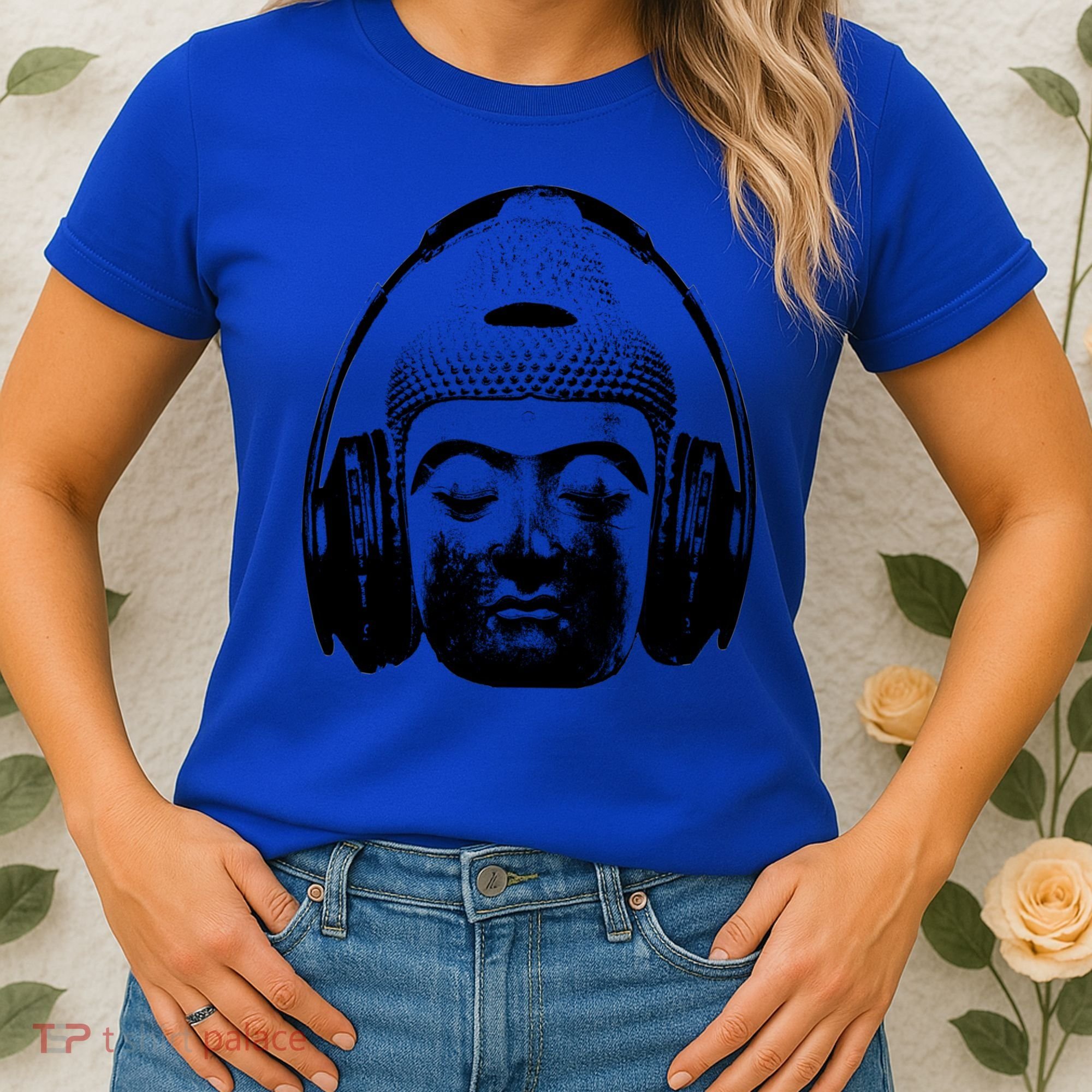Chilling Buddha With Headphones Music Dj Great Gift Women's T-Shirt