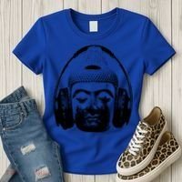 Chilling Buddha With Headphones Music Dj Great Gift Women's T-Shirt thumb 3