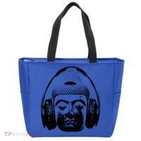 Chilling Buddha With Headphones Music Dj Great Gift Tote Bag thumb 0