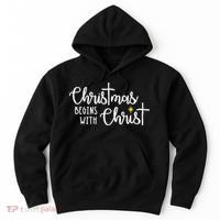 Christmas Begins With Christ Snowman Christian Religious Hoodie thumb 0