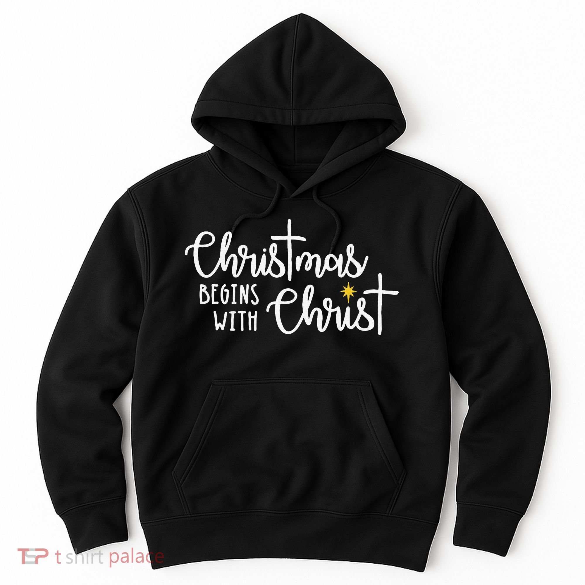 Christmas Begins With Christ Snowman Christian Religious Hoodie