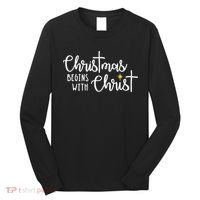 Christmas Begins With Christ Snowman Christian Religious Long Sleeve Shirt thumb 0