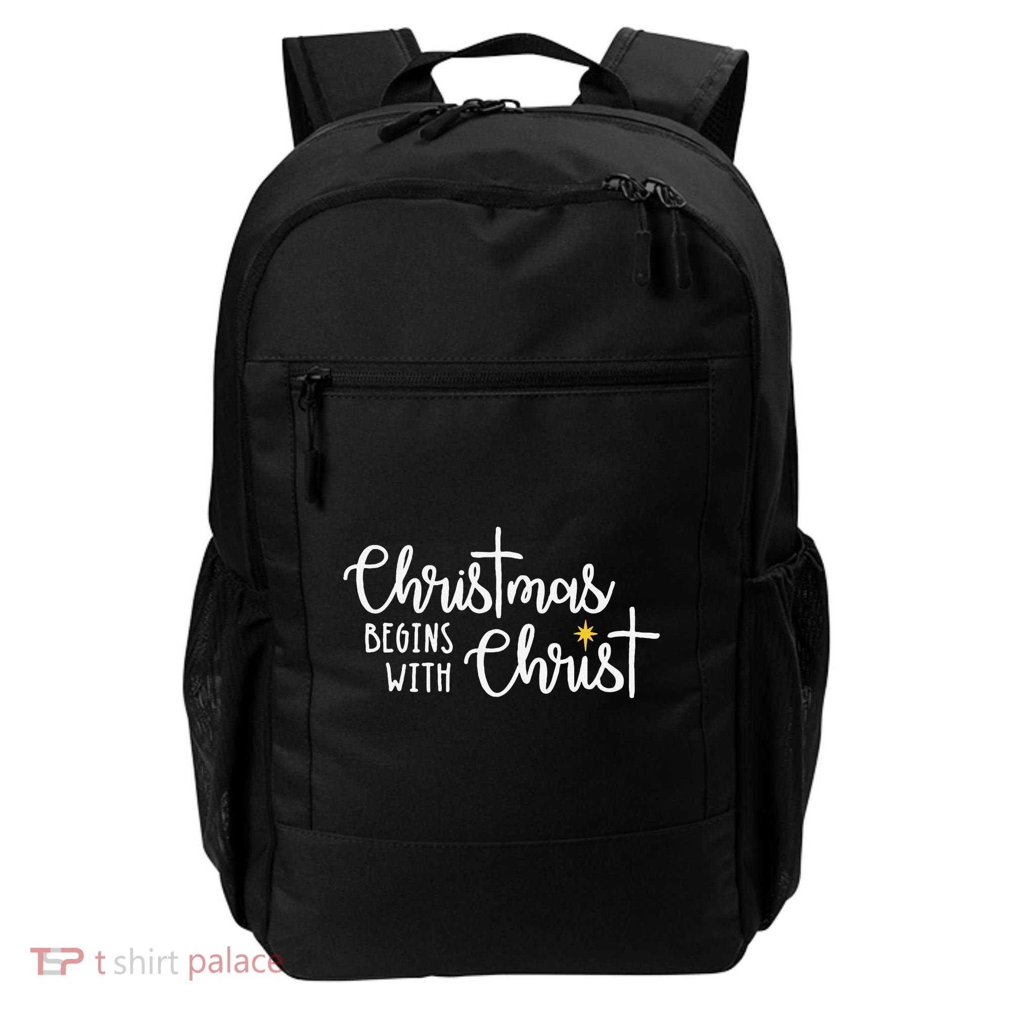 Christmas Begins With Christ Snowman Christian Religious Backpack