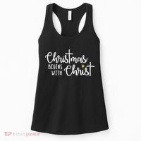Christmas Begins With Christ Snowman Christian Religious Women's Tank Top thumb 0