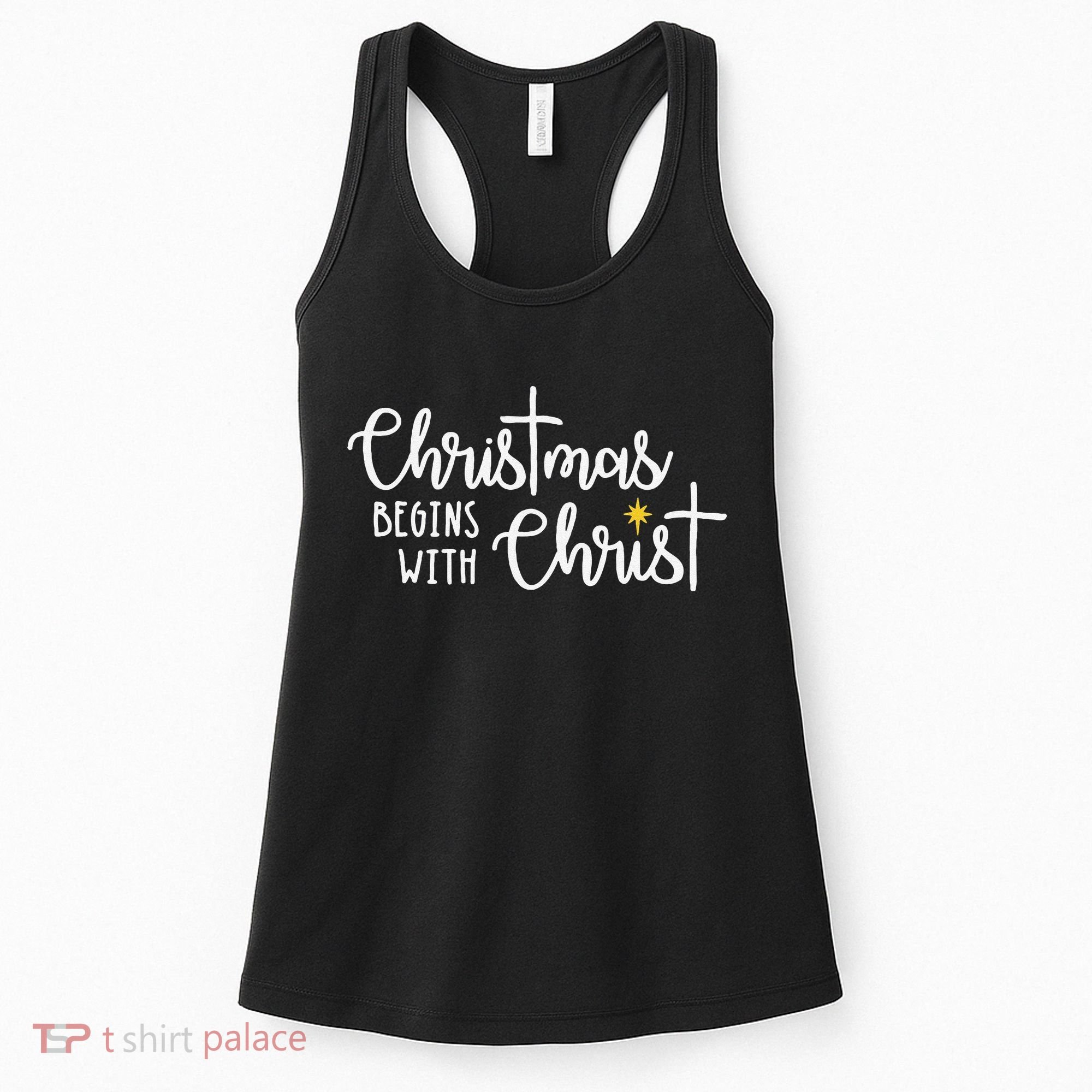 Christmas Begins With Christ Snowman Christian Religious Women's Tank Top
