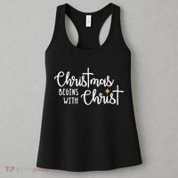 Christmas Begins With Christ Snowman Christian Religious Women's Tank Top thumb 3