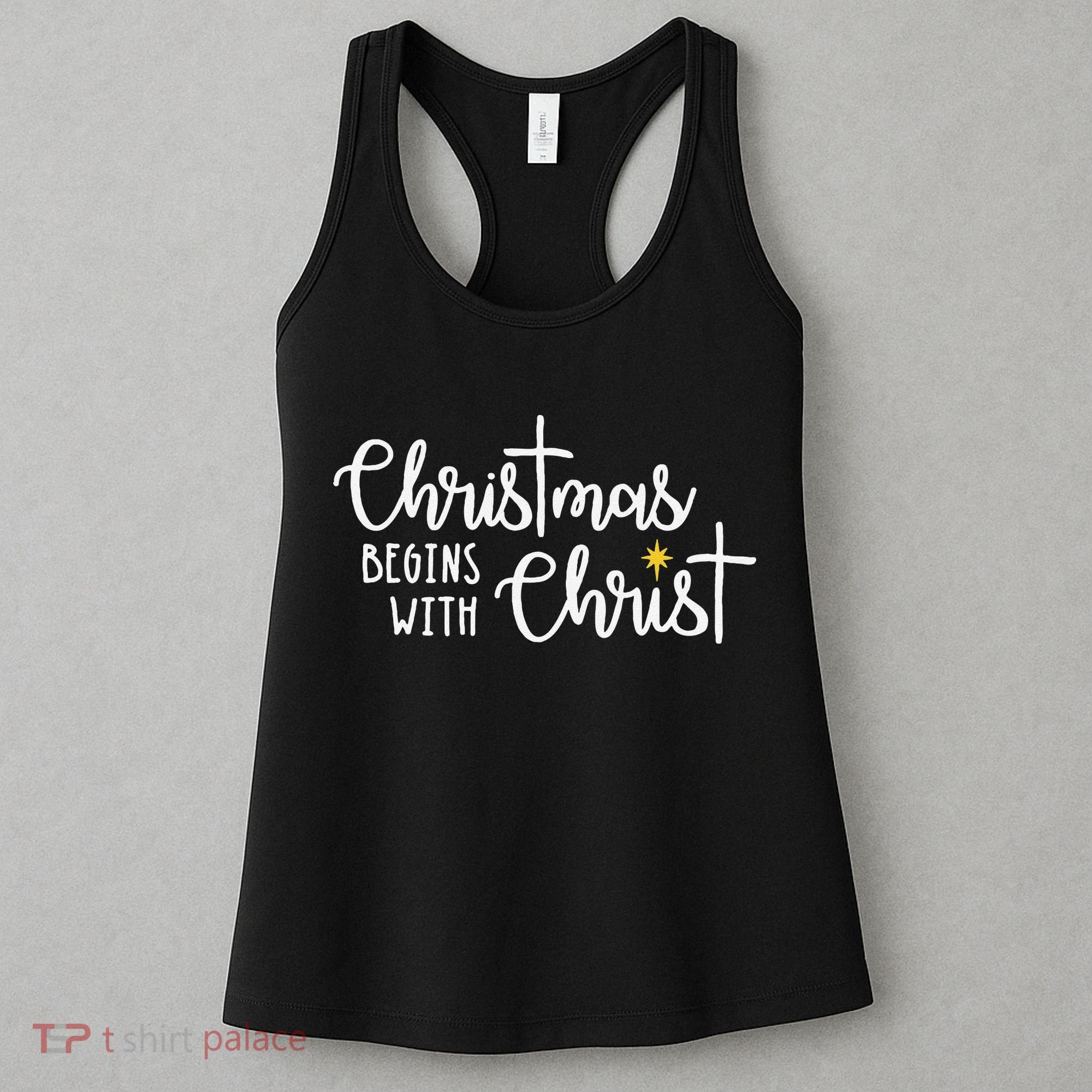 Christmas Begins With Christ Snowman Christian Religious Women's Tank Top